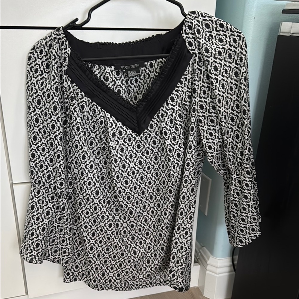 Etcetera Black and White Embellished Blouse
